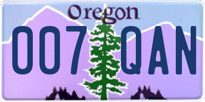 OR license plate 007QAN