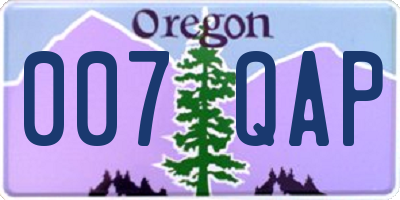 OR license plate 007QAP