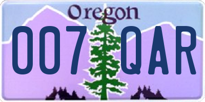 OR license plate 007QAR