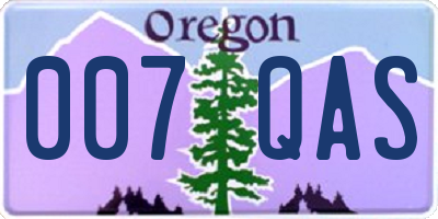 OR license plate 007QAS