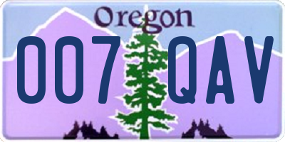 OR license plate 007QAV