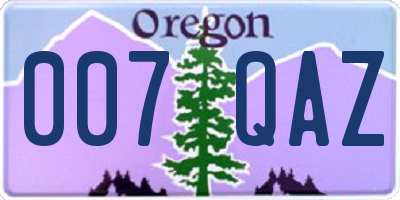 OR license plate 007QAZ