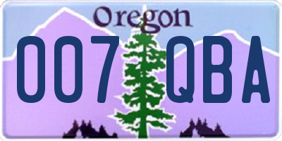 OR license plate 007QBA