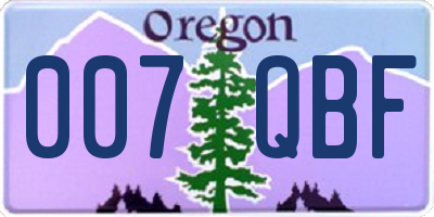 OR license plate 007QBF