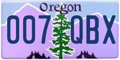 OR license plate 007QBX