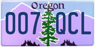 OR license plate 007QCL