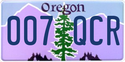 OR license plate 007QCR