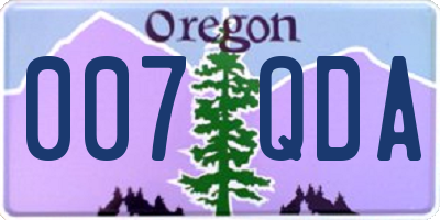 OR license plate 007QDA