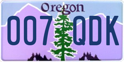 OR license plate 007QDK