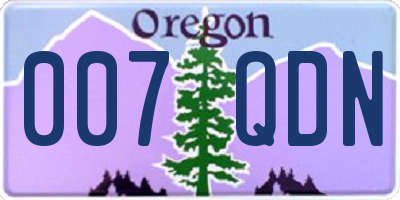 OR license plate 007QDN