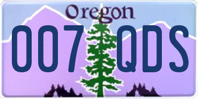 OR license plate 007QDS