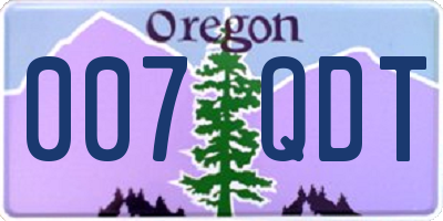 OR license plate 007QDT