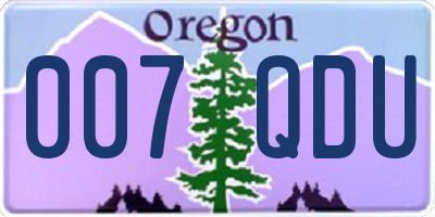 OR license plate 007QDU