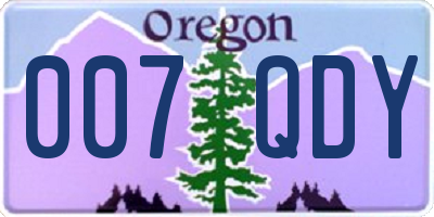 OR license plate 007QDY