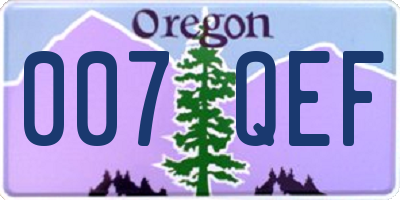 OR license plate 007QEF