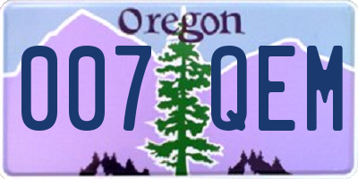 OR license plate 007QEM