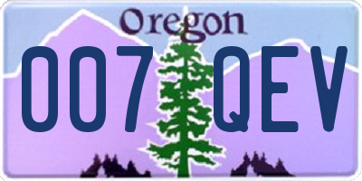 OR license plate 007QEV