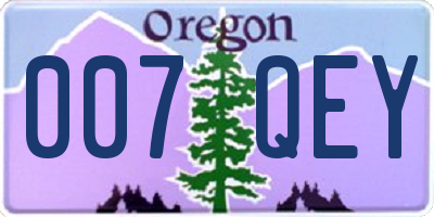 OR license plate 007QEY