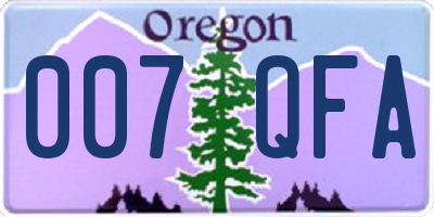 OR license plate 007QFA