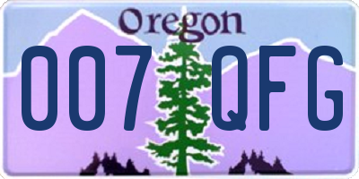 OR license plate 007QFG