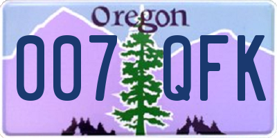 OR license plate 007QFK