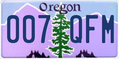 OR license plate 007QFM