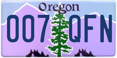 OR license plate 007QFN