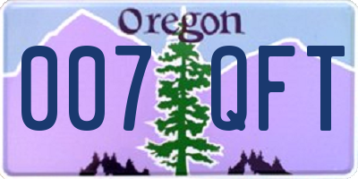 OR license plate 007QFT