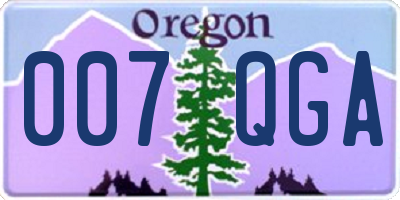 OR license plate 007QGA