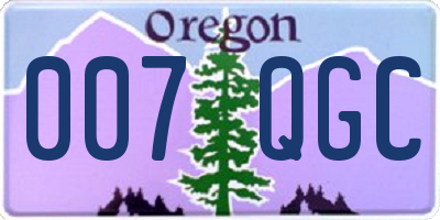 OR license plate 007QGC