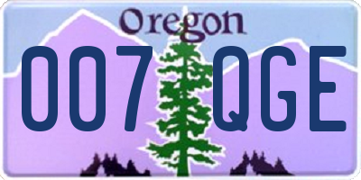 OR license plate 007QGE