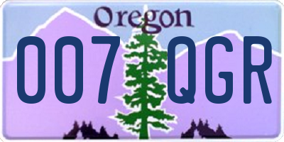 OR license plate 007QGR