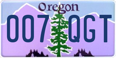 OR license plate 007QGT