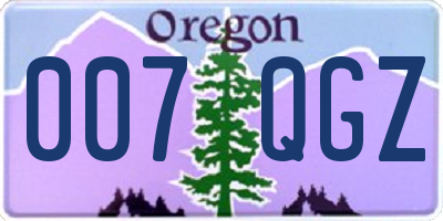 OR license plate 007QGZ