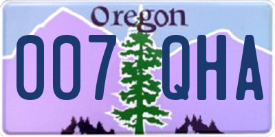 OR license plate 007QHA