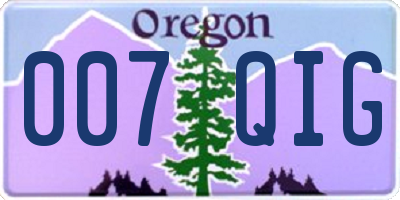OR license plate 007QIG