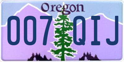 OR license plate 007QIJ