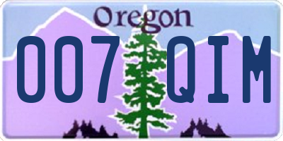 OR license plate 007QIM
