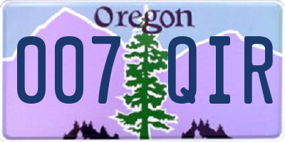 OR license plate 007QIR