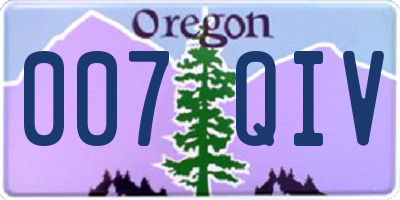 OR license plate 007QIV