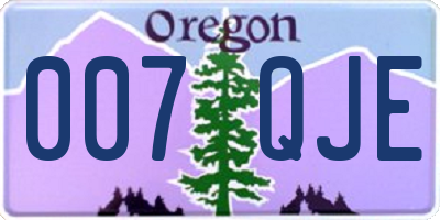 OR license plate 007QJE