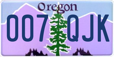 OR license plate 007QJK