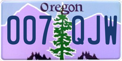 OR license plate 007QJW