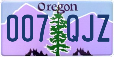 OR license plate 007QJZ