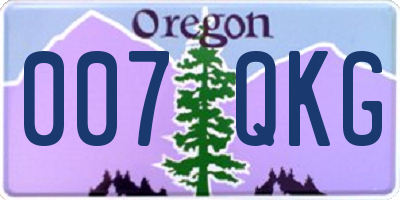 OR license plate 007QKG