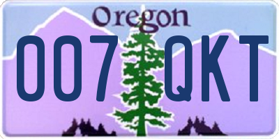 OR license plate 007QKT