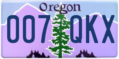 OR license plate 007QKX