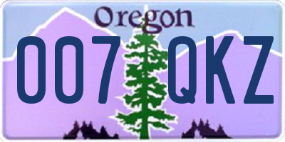 OR license plate 007QKZ