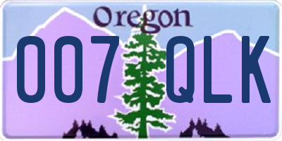 OR license plate 007QLK