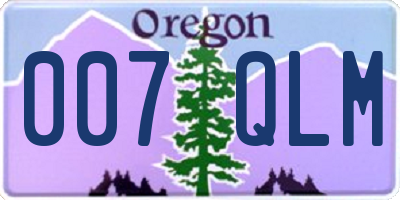 OR license plate 007QLM